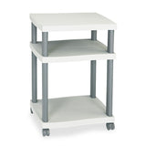 Safco® Wave Design Deskside Printer Stand, Plastic, 3 Shelves, 20" x 17.5" x 29.25", White/Charcoal Gray (SAF1860GR) Each