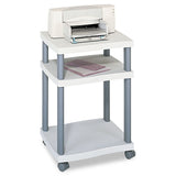 Safco® Wave Design Deskside Printer Stand, Plastic, 3 Shelves, 20" x 17.5" x 29.25", White/Charcoal Gray (SAF1860GR) Each