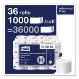 Tork® Advanced High Capacity Bath Tissue, Septic Safe, 2-Ply, Coreless, White, 1,000 Sheets/Roll, 36 Rolls/Carton (TRK472880) Case of 36
