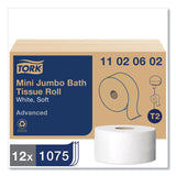 Tork® Advanced Jumbo Bath Tissue, Septic Safe, 2-Ply, White, 3.48" x 751 ft, 12 Rolls/Carton (TRK11020602) Case of 12