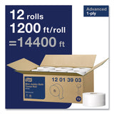 Tork® Advanced Jumbo Bath Tissue, Septic Safe, 1-Ply, White, 3.48" x 1,200 ft, 12 Rolls/Carton (TRK12013903) Case of 12