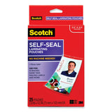 Scotch™ Self-Sealing Laminating Pouches, 12.5 mil, 2.31" x 4.06", Gloss Clear, 25/Pack (MMMLS852G) Pack of 25