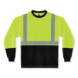 ergodyne® GloWear 8291BK Type R Class 2 Black Front Long Sleeve T-Shirt, Polyester, 2X-Large, Lime, Ships in 1-3 Business Days (EGO22706) Each