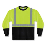 ergodyne® GloWear 8291BK Type R Class 2 Black Front Long Sleeve T-Shirt, Polyester, 3X-Large, Lime, Ships in 1-3 Business Days (EGO22707) Each
