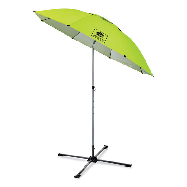 ergodyne® Shax 6199 Lightweight Work Umbrella Stand Kit, 7.5 ft dia x 92" Tall, Polyester/Steel, Lime, Ships in 1-3 Business Days (EGO12969)