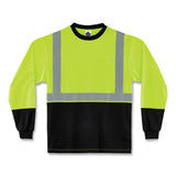 ergodyne® GloWear 8291BK Type R Class 2 Black Front Long Sleeve T-Shirt, Polyester, Large, Lime, Ships in 1-3 Business Days (EGO22704) Each