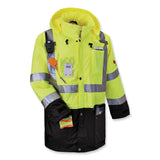 ergodyne® GloWear 8386 Class 3 Hi-Vis Outer Shell Jacket, Polyester, 5X-Large, Lime, Ships in 1-3 Business Days (EGO25379) Each