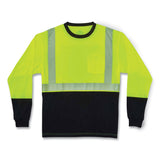 ergodyne® GloWear 8281BK Class 2 Long Sleeve Shirt with Black Bottom, Polyester, 2X-Large, Lime, Ships in 1-3 Business Days (EGO22636) Each
