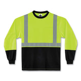 ergodyne® GloWear 8291BK Type R Class 2 Black Front Long Sleeve T-Shirt, Polyester, Medium, Lime, Ships in 1-3 Business Days (EGO22703) Each
