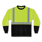 ergodyne® GloWear 8291BK Type R Class 2 Black Front Long Sleeve T-Shirt, Polyester, X-Large, Lime, Ships in 1-3 Business Days (EGO22705) Each