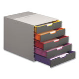 Durable® VARICOLOR Stackable Plastic Drawer Box, 5 Drawers, Letter to Folio Size Files, 11.5" x 14" x 11", Gray (DBL760527) Each
