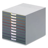 Durable® VARICOLOR Stackable Plastic Drawer Box, 10 Drawers, Letter to Folio Size Files, 11.5" x 14" x 11", Gray (DBL761027) Each