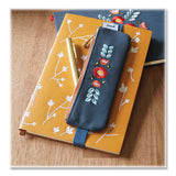 Denik Evelynn Zipper Vegan Suede Notebook Pouch, 2 x 6.5, Blue with Embroidered Flower (DNKNBPOUCH550) Each