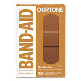 BAND-AID® OurTone Adhesive Bandages, BR45, 2.25 x 0.63; 3 x 0.75; 3 x 1, Light Brown, 30/Pack (JOJ119585) Box of 30