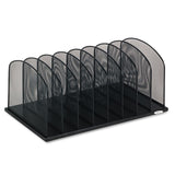 Safco® Onyx Mesh Desk Organizer with Upright Sections, 8 Sections, Letter to Legal Size Files, 19.5" x 11.5" x 8.25", Black (SAF3253BL) Each