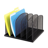 Safco® Onyx Mesh Desk Organizer with Upright Sections, 5 Sections, Letter to Legal Size Files, 12.5" x 11.25" x 8.25", Black (SAF3256BL) Each