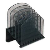 Safco® Onyx Mesh Desk Organizer with Tiered Sections, 5 Sections, Letter to Legal Size Files, 11.25" x 7.25" x 12", Black (SAF3257BL) Each