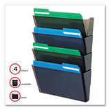 deflecto® DocuPocket Stackable Four-Pocket Wall File, 4 Sections, Letter Size, 13" x 4", Smoke (DEF73402) Each
