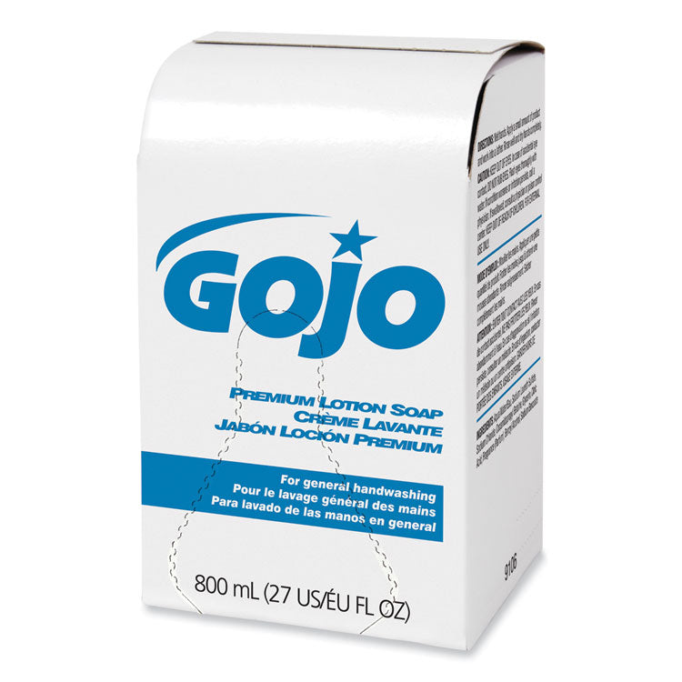 GOJO® Premium Lotion Soap, Waterfall, 800 mL Bag-in-Box Refill, 12/Carton (GOJ910612CT)