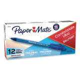 Paper Mate® ComfortMate Ultra Ballpoint Pen, Retractable, Medium 1 mm, Blue Ink, Blue Barrel, Dozen (PAP6310187) 1 Dozen