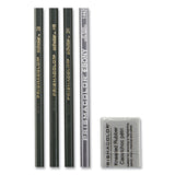 Prismacolor® Scholar Graphite Pencil Set, 2 mm, Assorted Lead Hardness Ratings, Black Lead, Dark Green Barrel, 4/Set (SAN2502) Pack of 4
