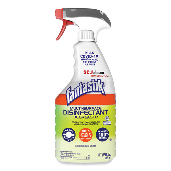 Fantastik® Multi-Surface Disinfectant Degreaser, Herbal, 32 oz Spray Bottle, 8/Carton (SJN311836)