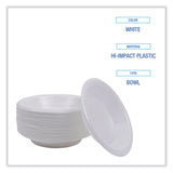Boardwalk® Hi-Impact Plastic Dinnerware, Bowl, 10 to 12 oz, White, 1,000/Carton (BWKBOWLHIPS12WH) Case of 1000