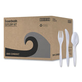 Boardwalk® Three-Piece Cutlery Kit, Fork/Knife/Teaspoon, Polypropylene, White, 250/Carton (BWKCOMBOKIT) Case of 250 Kits