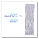 Boardwalk® Four-Piece Cutlery Kit, Fork/Knife/Napkin/Teaspoon, Heavyweight, White, 250/Carton (BWKFKTNHWPSWH) Case of 250