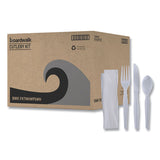 Boardwalk® Four-Piece Cutlery Kit, Fork/Knife/Napkin/Teaspoon, Heavyweight, White, 250/Carton (BWKFKTNHWPSWH) Case of 250