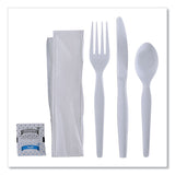Boardwalk® Six-Piece Cutlery Kit, Condiment/Fork/Knife/Napkin/Spoon, Heavyweight, White, 250/Carton (BWKFKTNSHWPSWH) Case of 250