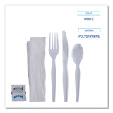 Boardwalk® Six-Piece Cutlery Kit, Condiment/Fork/Knife/Napkin/Spoon, Heavyweight, White, 250/Carton (BWKFKTNSHWPSWH) Case of 250