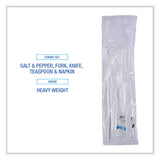 Boardwalk® Six-Piece Cutlery Kit, Condiment/Fork/Knife/Napkin/Spoon, Heavyweight, White, 250/Carton (BWKFKTNSHWPSWH) Case of 250