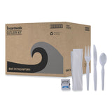 Boardwalk® Six-Piece Cutlery Kit, Condiment/Fork/Knife/Napkin/Spoon, Heavyweight, White, 250/Carton (BWKFKTNSHWPSWH) Case of 250