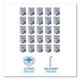 Boardwalk® Wrapped Jumbo Straws, 7.75", Plastic, White/Red Stripe, 400/Pack, 25 Packs/Carton (BWKJSTW775S24) Case of 10000