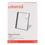 Universal® Clear Front Report Cover, Prong Fastener, 0.5" Capacity, 8.5 x 11, Clear/Dark Blue, 25/Box (UNV57122) 1 Pack of 25