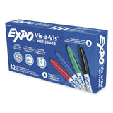 EXPO® Vis-a-Vis Wet Erase Marker, Fine Bullet Tip, Assorted, Dozen (SAN2134347) 1 Dozen