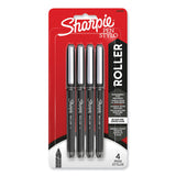Sharpie® Roller Professional Design Roller Ball Pen, Stick, Fine 0.5 mm, Black Ink, Black Barrel, 4/Pack (SAN2093222) Pack of 4