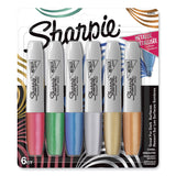 Sharpie® Metallic Chisel Tip Permanent Marker, Medium Chisel Tip, Assorted, 6/Pack (SAN2089634) Pack Of 6