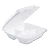 Dart® Insulated Foam Hinged Lid Containers, 3 Compartments, 9.01 x 9.4 x 3.1, White, 200/Carton (DCC90HTPF3VR) Case of 200
