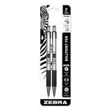 Zebra® F-301 Ballpoint Pen, Retractable, Fine 0.7 mm, Black Ink, Stainless Steel/Black Barrel, 2/Pack (ZEB27112) Pack of 2