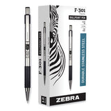 Zebra® F-301 Ballpoint Pen, Retractable, Fine 0.7 mm, Black Ink, Stainless Steel/Black Barrel (ZEB27110) Each