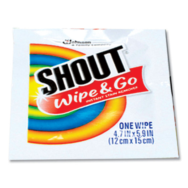 Shout® Wipe and Go Instant Stain Remover, 4.7 x 5.9, Unscented, White, 80 Packets/Carton (SJN686661)
