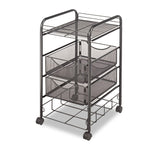 Safco® Onyx Mesh Mobile File with Four Supply Drawers, Metal, 1 Shelf, 4 Drawers, 15.75" x 17" x 27", Black (SAF5214BL) Each