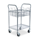 Safco® Dual-Purpose Wire Mail and Filing Cart, Metal, 1 Shelf, 1 Bin, 26.75" x 18.75" x 38.5", Metallic Gray (SAF5235GR) Each