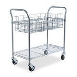 Safco® Dual-Purpose Wire Mail and Filing Cart, Metal, 1 Shelf, 1 Bin, 39" x 18.75" x 38.5", Metallic Gray (SAF5236GR) Each