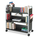 Safco® Scoot Double-Sided Book Cart, Metal, 6 Shelves, 1 Bin, 41.25" x 17.75" x 41.25", Black (SAF5335BL) Each