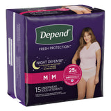 Depend® Night Defense® Female Adult Absorbent Underwear Waistband Style Medium Disposable Heavy Absorbency (1163806_CS) 60/CS