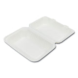 Boardwalk® Bagasse PFAS-Free Food Containers, Hoagie/Hinged Lid, 1-Compartment, 6 x 3 x 9, White, Bamboo/Sugarcane, 250/Carton (BWKHINGE96NPFA) Case of 250