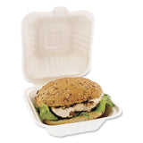 Boardwalk® Bagasse PFAS-Free Food Containers, 1-Compartment, 6 x 6 x 3.19, White, Bamboo/Sugarcane, 500/Carton (BWKHINGE66NPFA) Case of 500